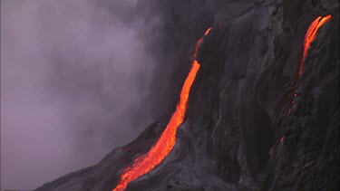 Along lava flow. Recently solidified lava crust.