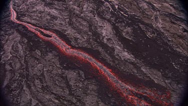 Active lava field and lava channels
