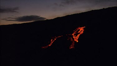Active lava field and lava flow in channels