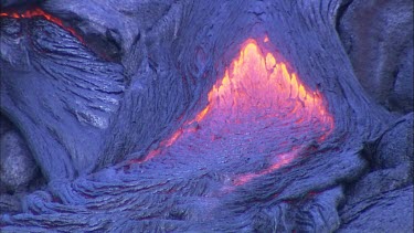 Lava flow and solidified lava