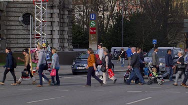 Pedestrians Cross Road, Munich, Germany