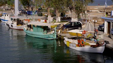 Fishing Boats In Harbour & River Almyros, Georgioupoli, Crete, Greece