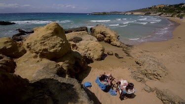 Woman Relaxing At Kalathas Beach, Crete, Greece, Europe