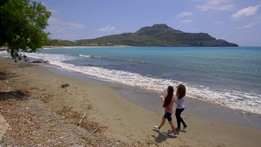 Walking On Mediterranean Beach, Plakias, Crete, Greece