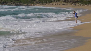 People Watch Mediterranean Waves & Surf, Falasarna, Crete, Greece