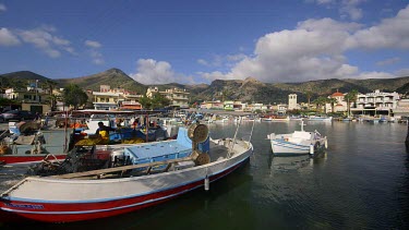 Fishermen & Fishing Boats In Harbour, Elounda, Crete, Greece