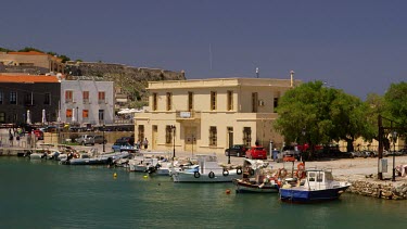 Fishing Boats & Harbour Buildings, Rethymnon, Crete, Greece