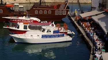 Pleasure Boats & Pirate Ship In Harbour, Rethymnon, Crete, Greece
