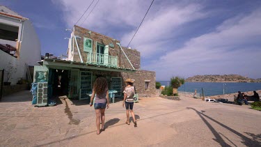 The Green Shop & Spinalogkas Island, Plaka, Crete, Greece
