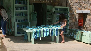 Teenage Girl Looking At Jewellery, Plaka, Crete, Greece