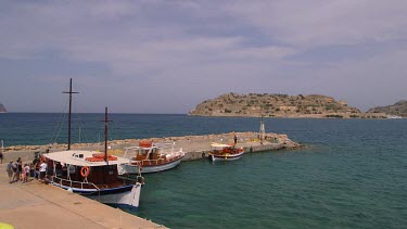 Tourist Boats & Spinalogkas Island, Plaka, Crete, Greece
