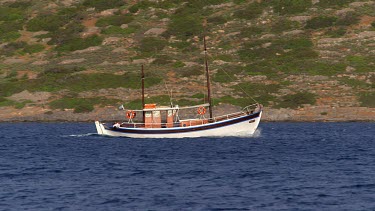 Pleasure Boat Returning From Island, Elounda, Crete, Greece