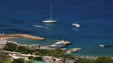 Jet Ski'S & Yacht In Mirabello Bay, Elounda, Crete, Greece