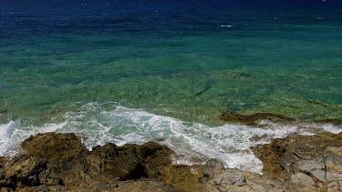 Waves Crash Onto Rocks, Gulf Of Mirabello, Crete, Greece