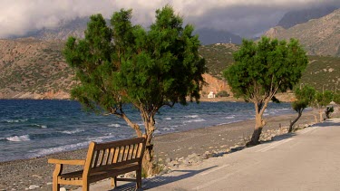 Promenade, Seat & Trees, Pachia Ammos, Crete, Greece