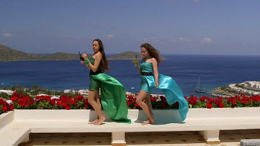 Teenage Daughter & Mother Relaxing, Elounda, Crete, Greece