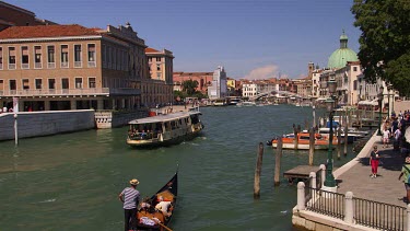 Boats & Gondola On Grand Canal Near Piazzale Roma, Venice, Venezia, Italy