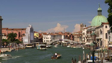 Boats On Grand Canal & Scalzi Bridge, Venice, Venezia, Italy