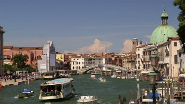 Boats On Grand Canal & Scalzi Bridge, Venice, Venezia, Italy