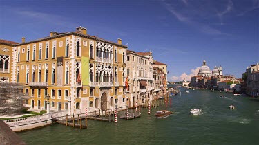 Boats On Grand Canal & Basilica Di Santa Maria Della Salute, Venice, Venezia, Italy