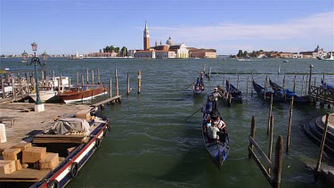 Gondolas & San Giorgio Maggiore, Venice, Venezia, Italy