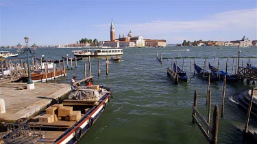 Gondolas & San Giorgio Maggiore, Venice, Venezia, Italy