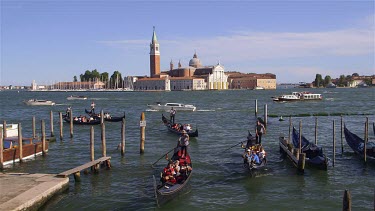 Gondolas & San Giorgio Maggiore, Venice, Venezia, Italy