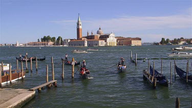 Gondolas & San Giorgio Maggiore, Venice, Venezia, Italy