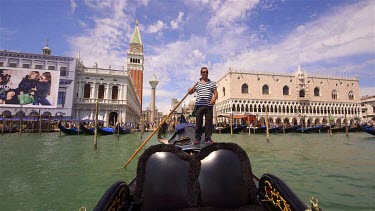 Gondolier & Doge'S Palace, Venice, Italy