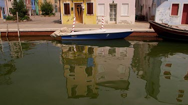 House Reflections & Boat, Burano, Venice, Italy