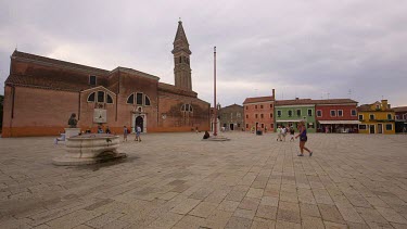 Chiesa Di San Martino & Town Square, Burano, Venice, Italy