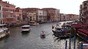 Boats, Ferries & Gondolas On Grand Canal, Rialto, Venice, Italy