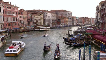 Boats, Ferries & Gondolas On Grand Canal, Rialto, Venice, Italy