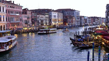 Boats & Passenger Ferries On Grand Canal, Rialto, Venice, Italy