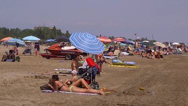 Tourists & Locals On Beach, Lido, Venice, Italy