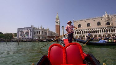 Gondolier In Red Hoops 360 Degrees Circle, Grand Canal, Venice, Italy