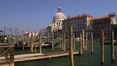 Gondola Mooring Posts On Canal, Grand Canal, Venice, Italy