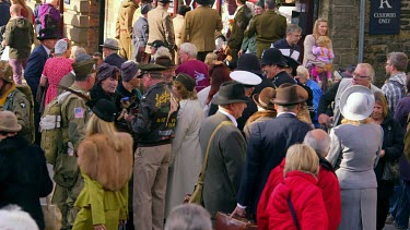 Crowd Of 1940'S Clothed People, Pickering, North Yorkshire, England