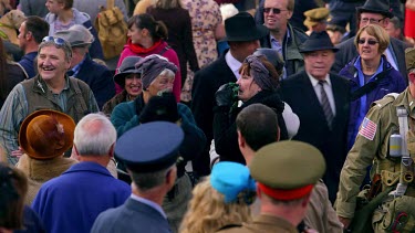 Crowd Of 1940'S Clothed People, Pickering, North Yorkshire, England