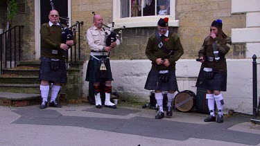 Scottish Bagpipe Singing Group With Kilts, Pickering, North Yorkshire, England