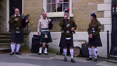 Scottish Bagpipe Singing Group With Kilts, Pickering, North Yorkshire, England