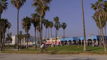Bmx'S On Grind Rail & Broadwalk, Venice Beach, Venice, California, Usa