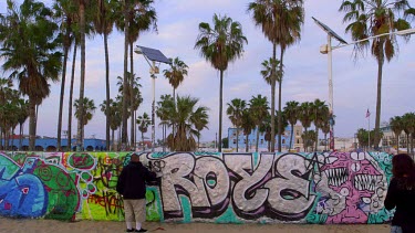 Graffiti Artist & Mural, Venice Beach, Venice, California, Usa