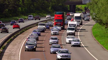 Car, Van & Lorry Traffic Jam, M6 Motorway, Cheshire, England