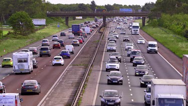 Congested Cars & Lorry Traffic, M6 Motorway, Cheshire, England