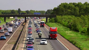 Congested Cars, Motorcycles & Lorries, M6 Motorway, Cheshire, England