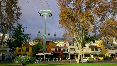 Cable Car & Autumn Trees, Ru D. Carlos I, Funchal, Madeira, Portugal