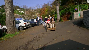 Tourists On Sleigh Ride, Carros De Cesto, Monte, Funchal, Madeira, Portugal