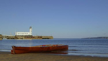 Lighthouse & Rowing Boat, South Bay, Scarborough, North Yorkshire, England