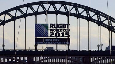 Tyne Bridge With Rugby World Cup 2015 Logo, Newcastle Upon Tyne, England